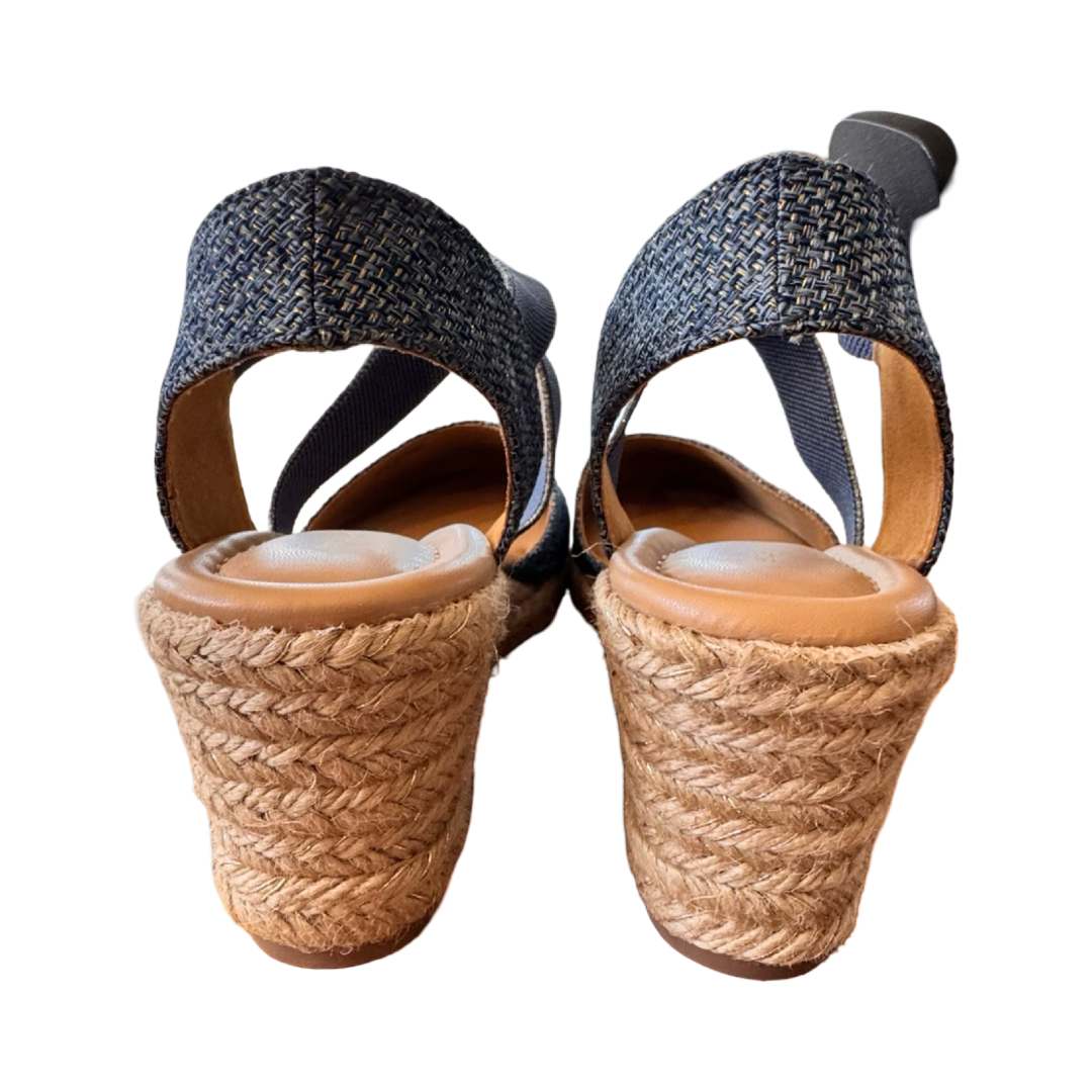 Shoes Heels Wedge By Easy Spirit In Blue & Gold, Size:7.5