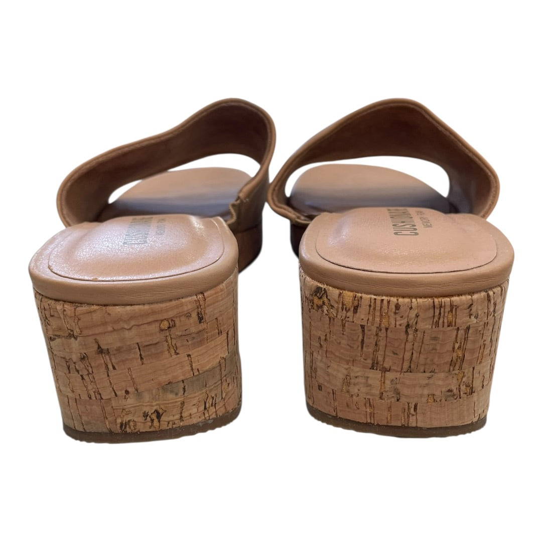 Sandals Heels Block By Cushionaire In Tan, Size:8.5