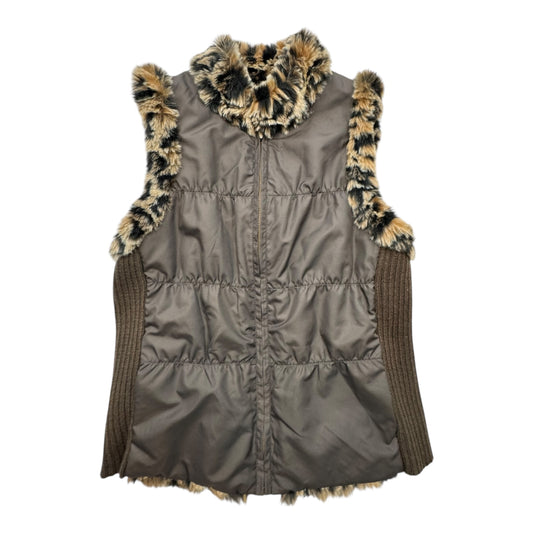 Vest Faux Fur & Sherpa By Chicos In Brown, Size:M