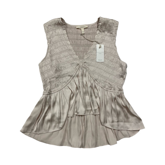 Top Sleeveless By Grade & Gather In Tan, Size:L