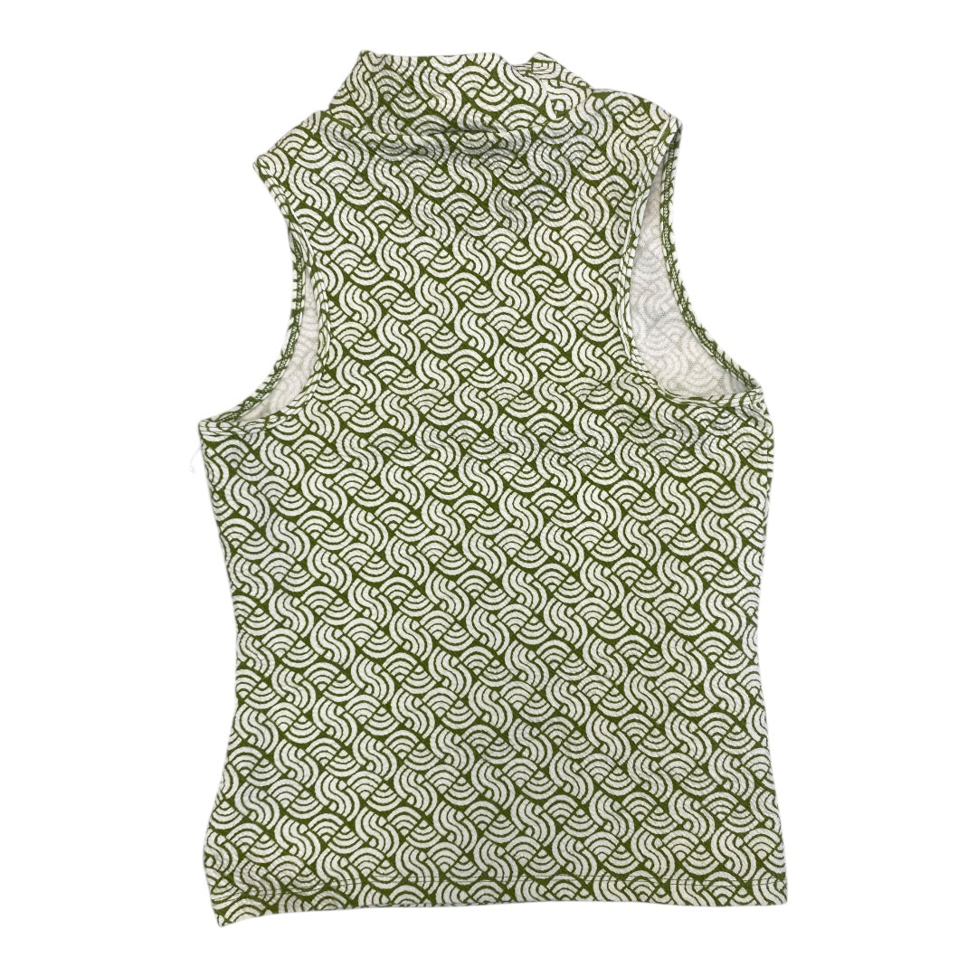 Top Sleeveless By Maeve In Green & White, Size:S