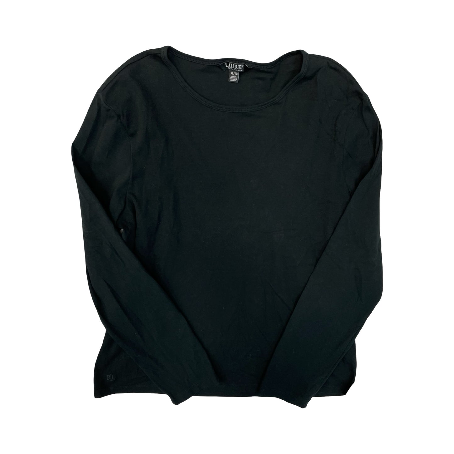 Top Ls Basic By Lauren By Ralph Lauren In Black, Size:Xl