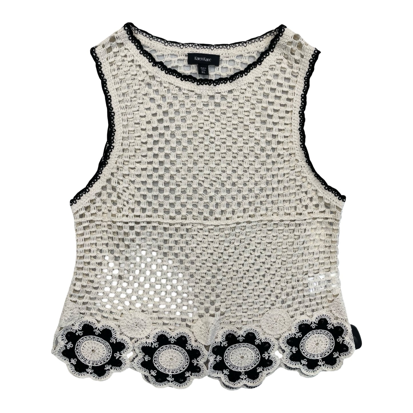 Top Sleeveless By Karen Kane In Black & Cream, Size:M