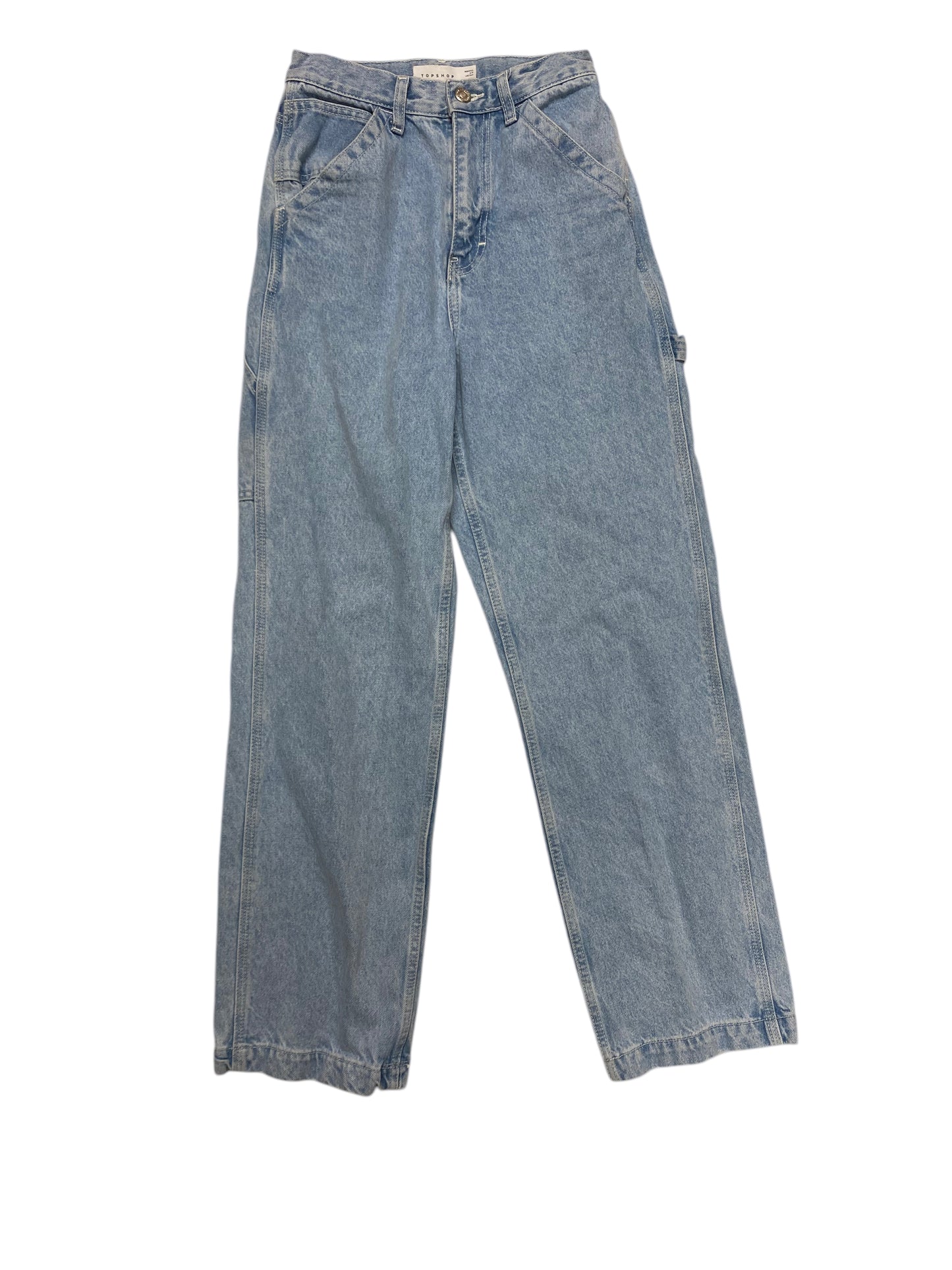 Jeans Straight By Topshop In Blue Denim, Size:0