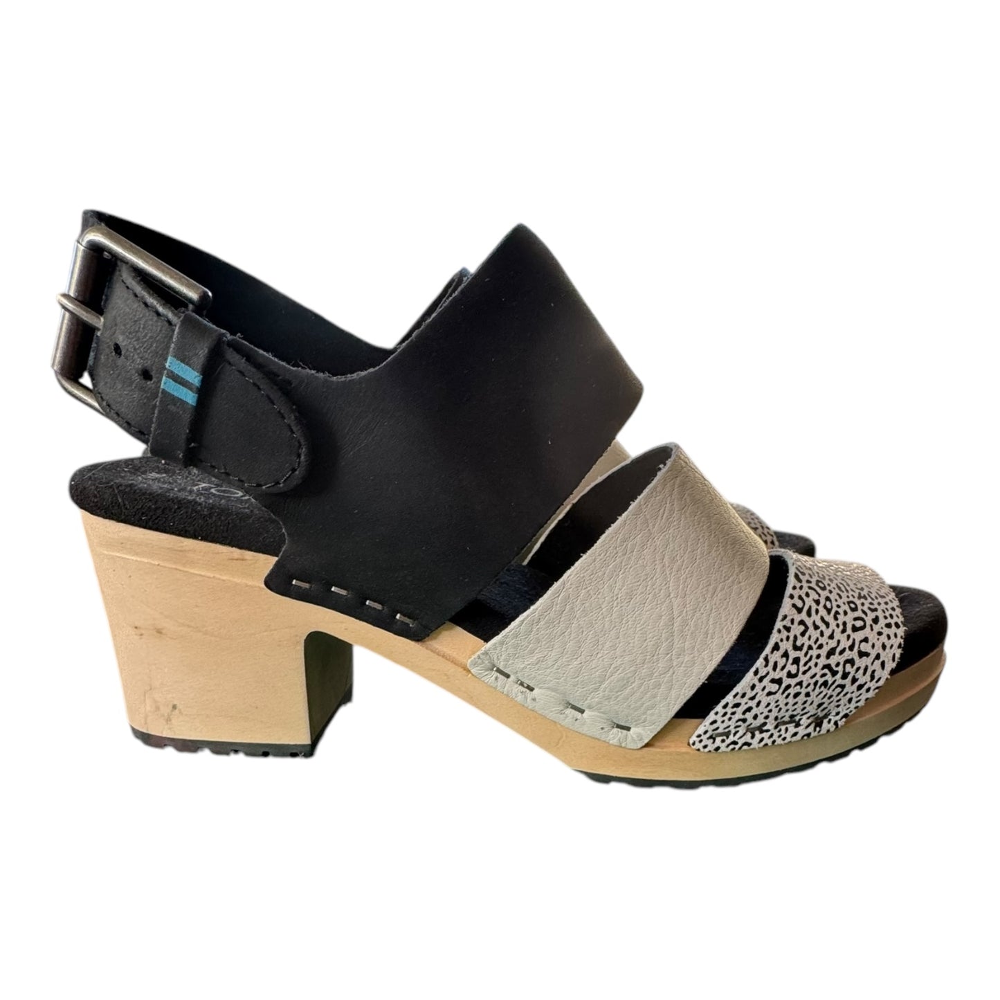 Sandals Heels Block By Toms In Black & White, Size:6