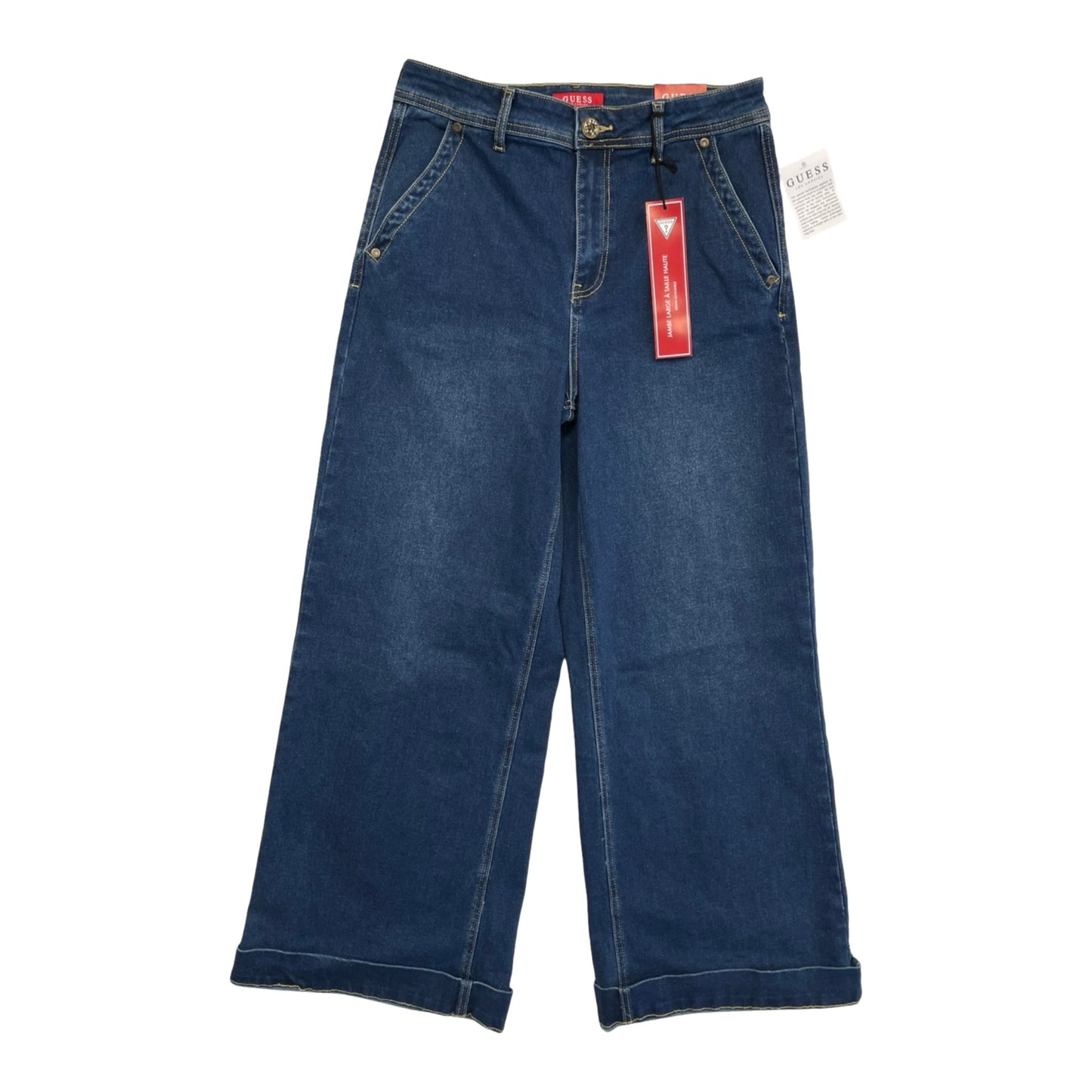 Jeans Wide Leg By Guess In Blue Denim, Size:8