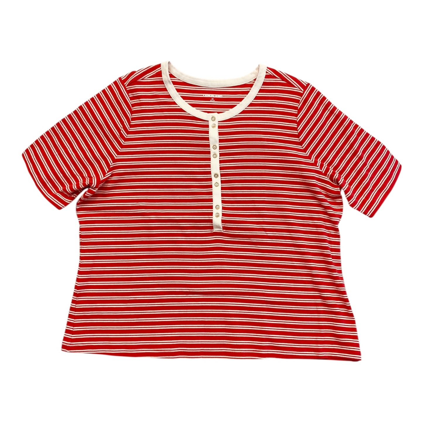 Top Ss By Lands End In Pink & White, Size:2X