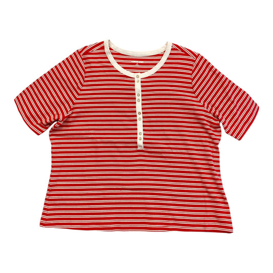 Top Ss By Lands End In Pink & White, Size:2X