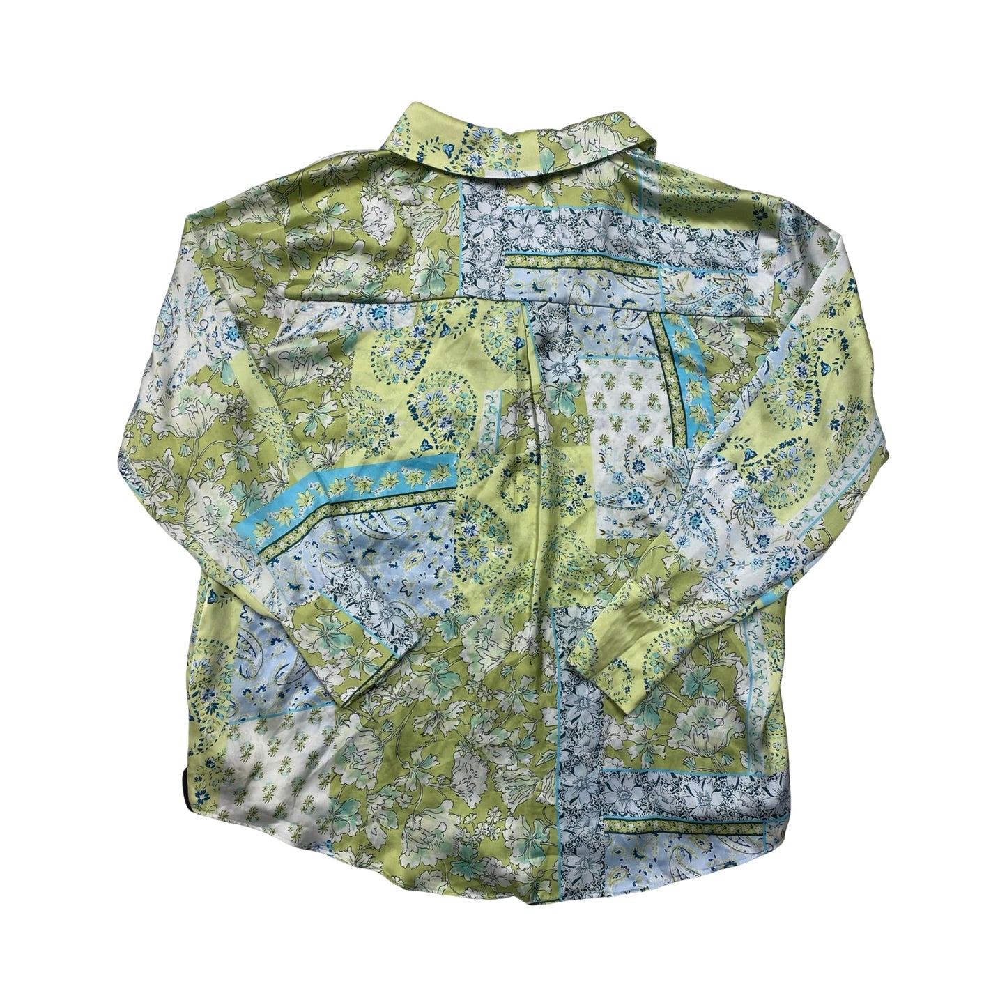Top 3/4 Sleeve By Zara In Blue & Green, Size:Xl