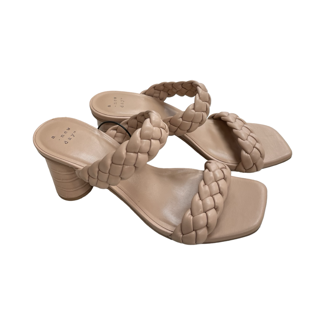 Sandals Heels Block By A New Day In Tan, Size:10