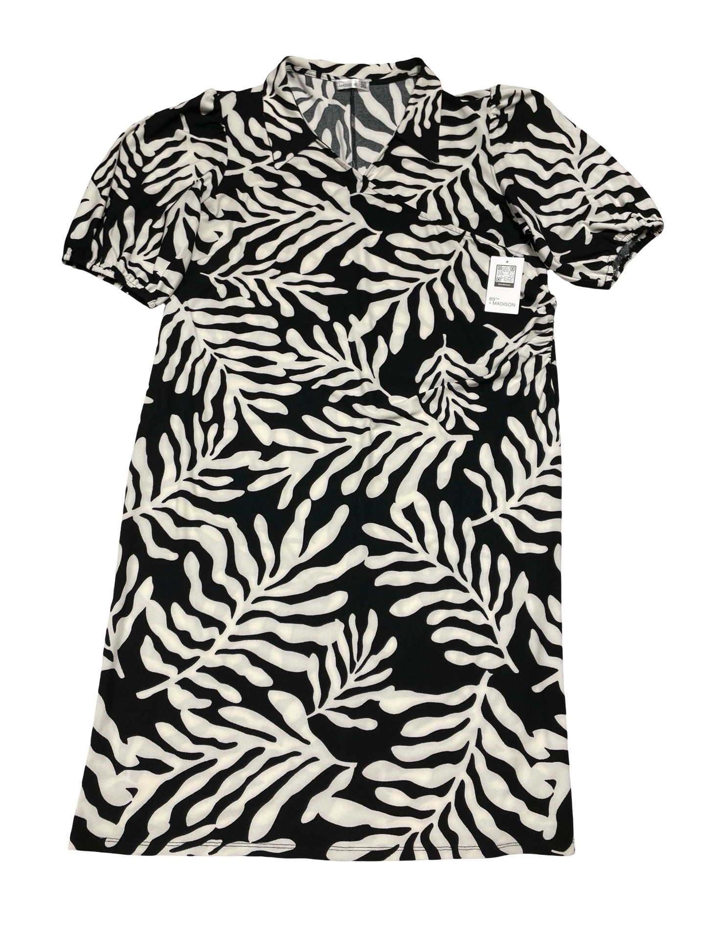 Dress Casual Midi By 89Th And Madison In Black & White, Size:Xl