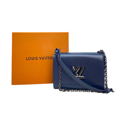 Epi Twist Handbag Luxury Designer By Louis Vuitton In Blue, Size:Medium (MM)