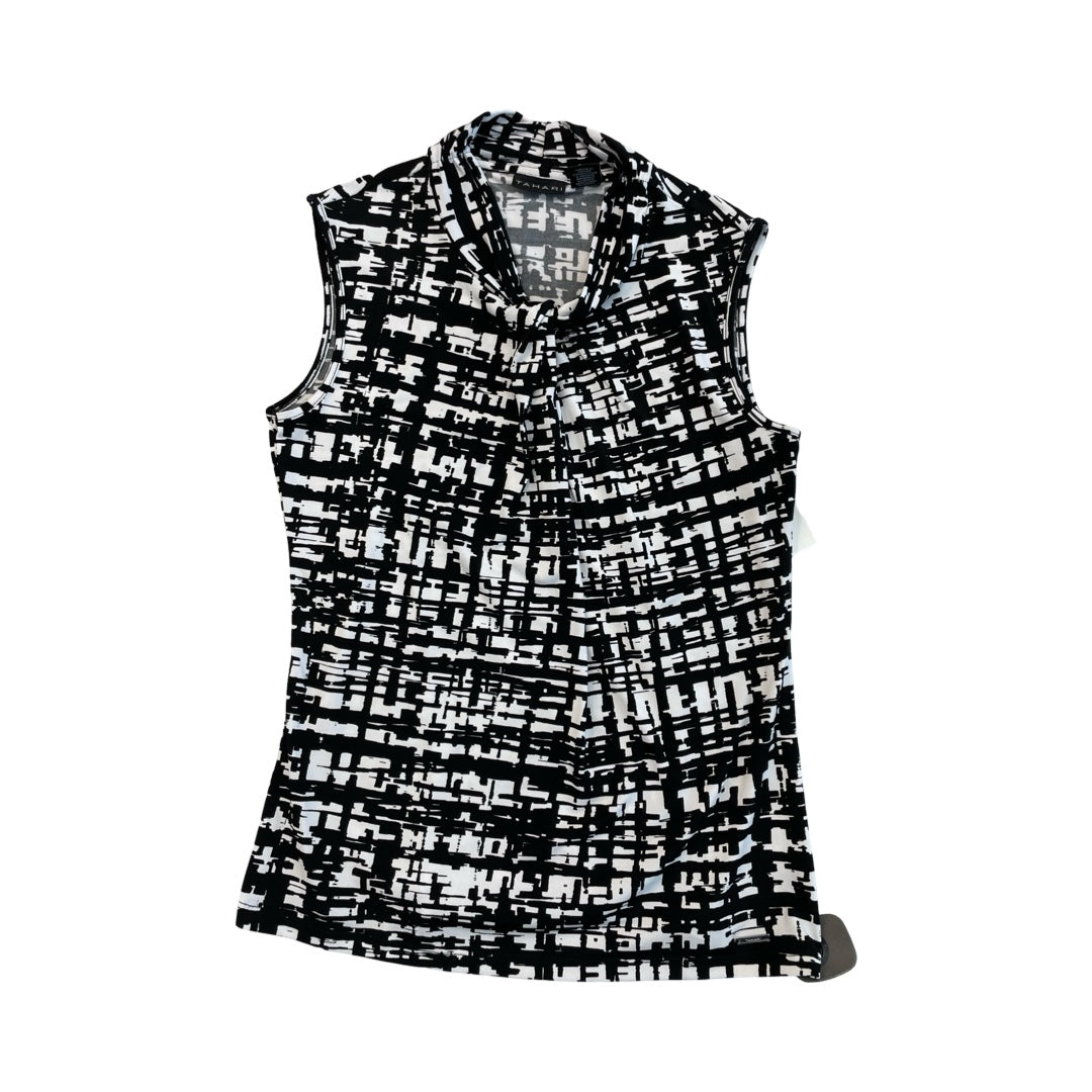 Top Sleeveless By Tahari In Black & White, Size:S