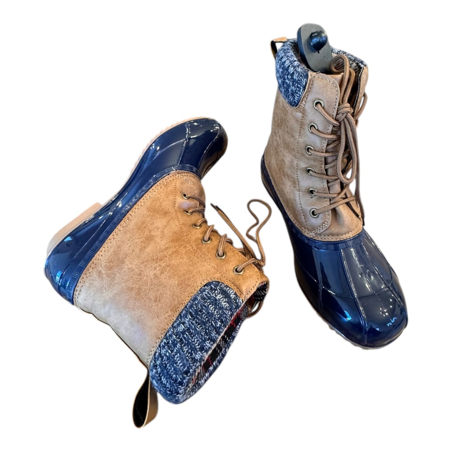 Boots Ankle Flats By Justfab In Blue & Brown, Size:7.5