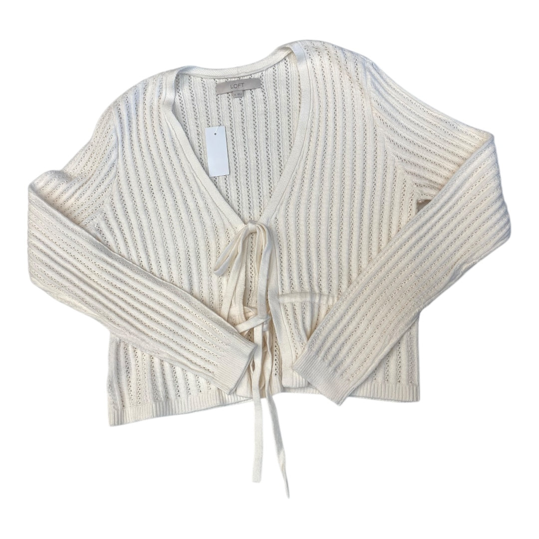 Sweater Cardigan By Loft In Cream, Size:M