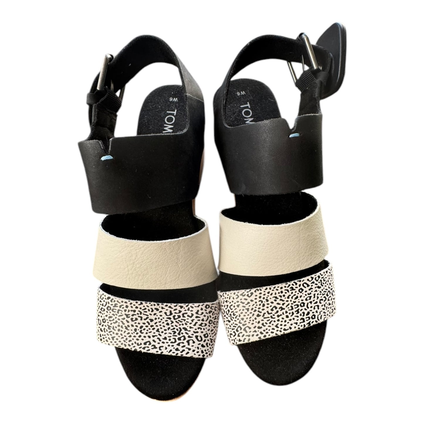 Sandals Heels Block By Toms In Black & White, Size:6
