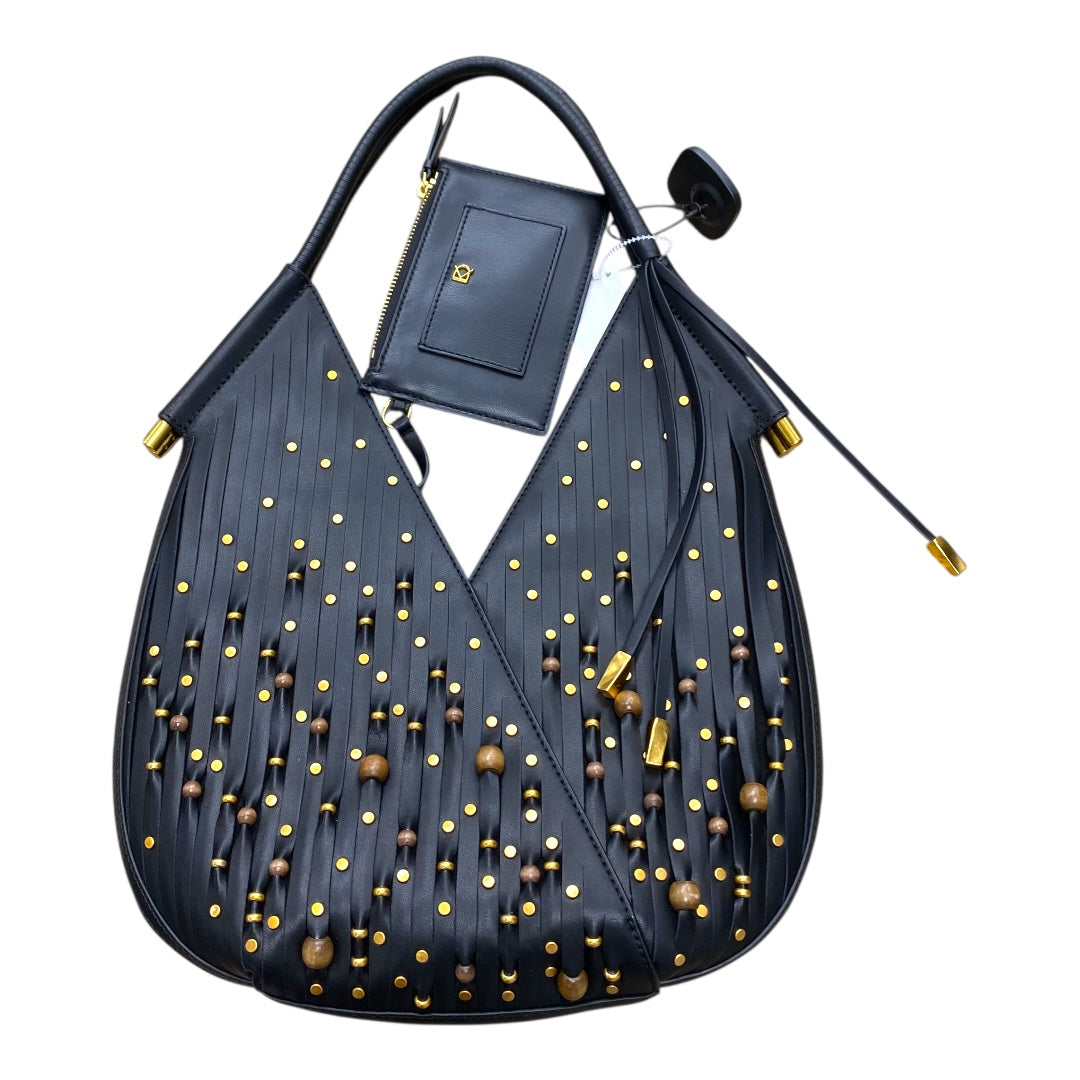 Handbag Leather By Donna Karan In Black, Size:Medium