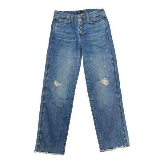 Jeans Skinny By 7 For All Mankind In Blue Denim, Size:4