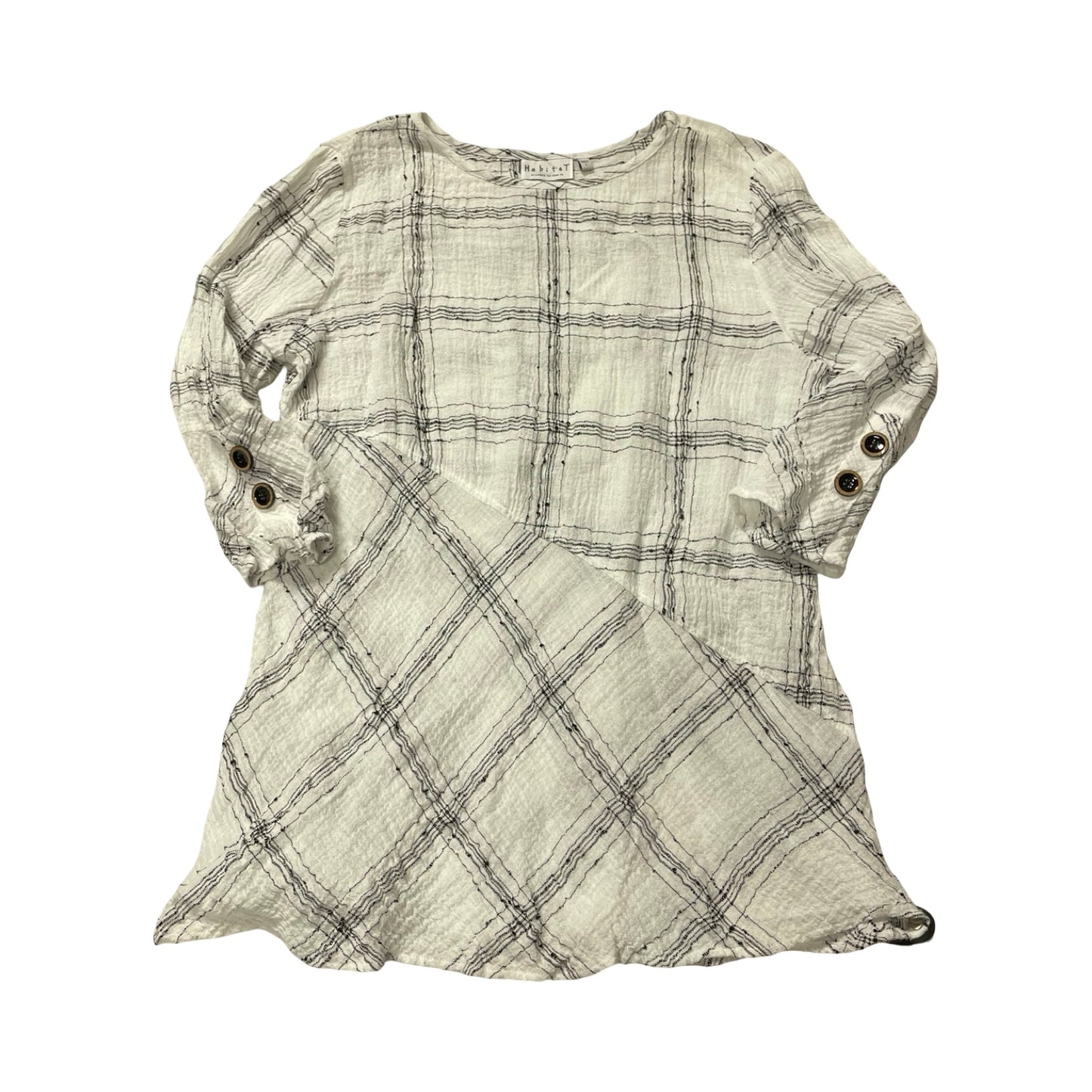 Top 3/4 Sleeve By Habitat In Black & White, Size:L
