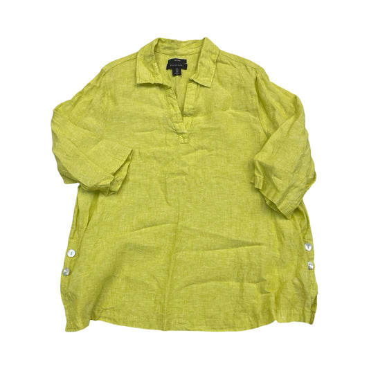 Top 3/4 Sleeve By Tahari In Chartreuse, Size:1X