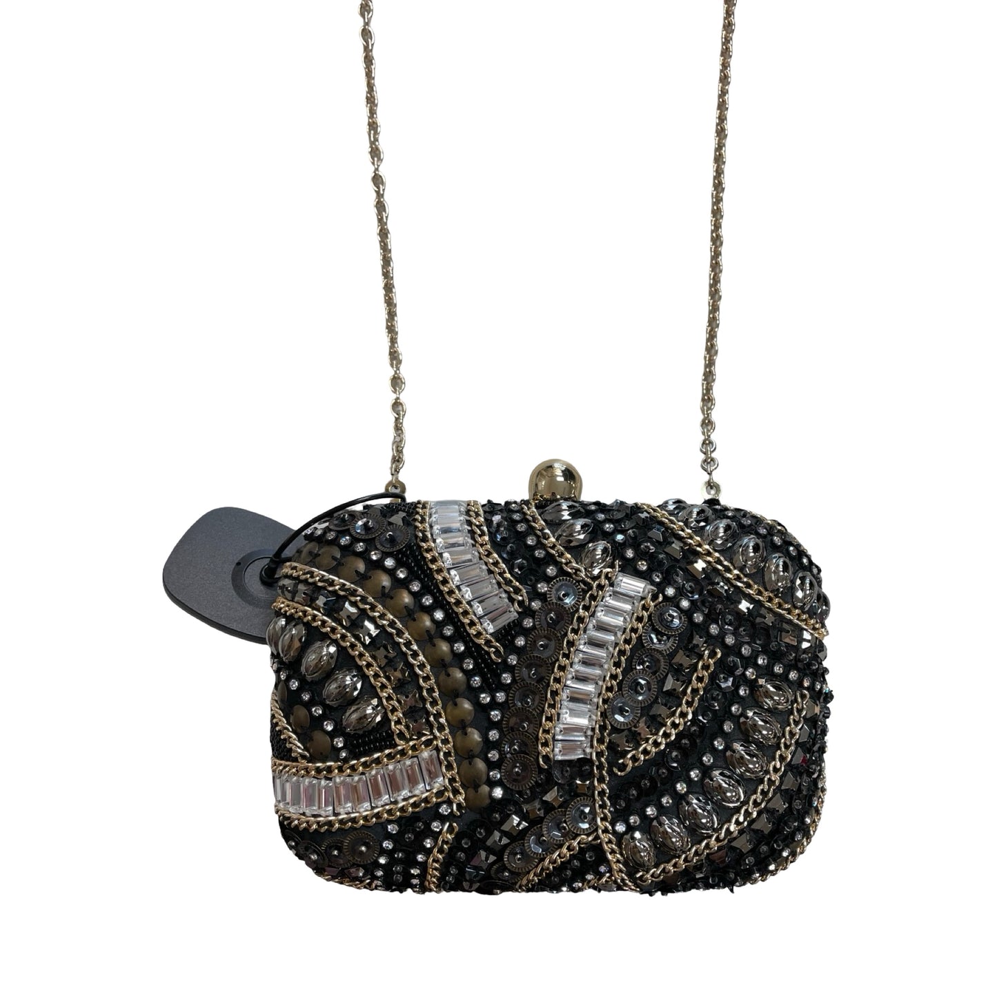 Handbag By Inc In Black & Gold, Size:Small
