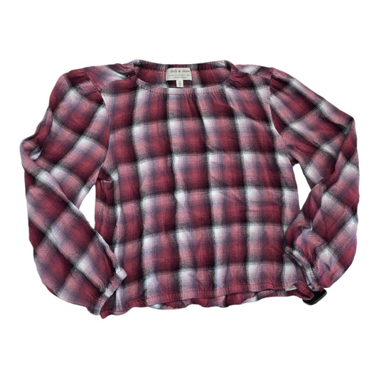 Top Ls By Cloth & Stone In Plaid Pattern, Size:M