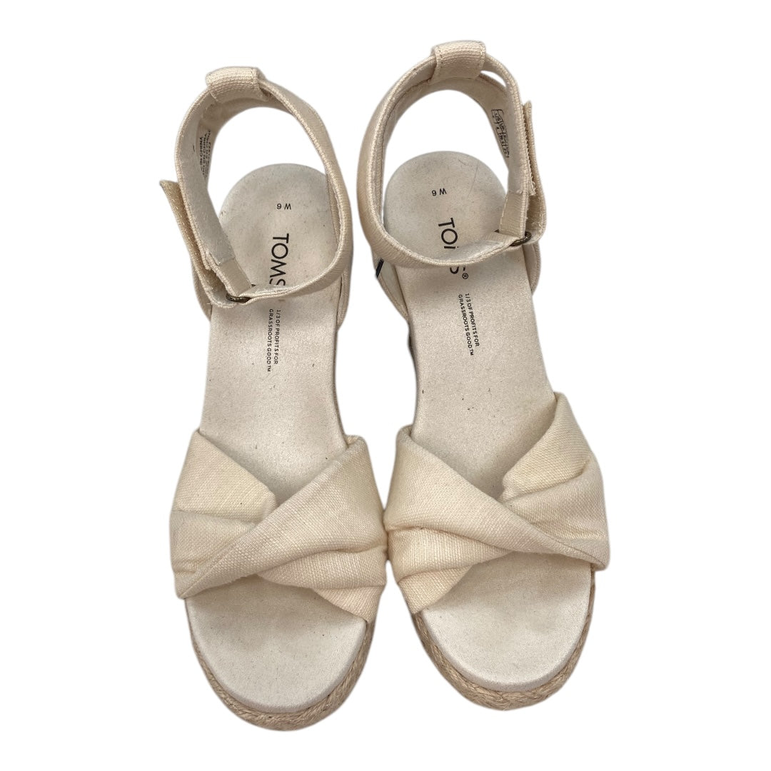 Sandals Heels Wedge By Toms In Cream, Size:6