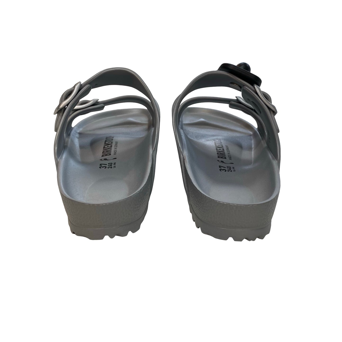 Sandals Designer By Birkenstock In Silver, Size:6