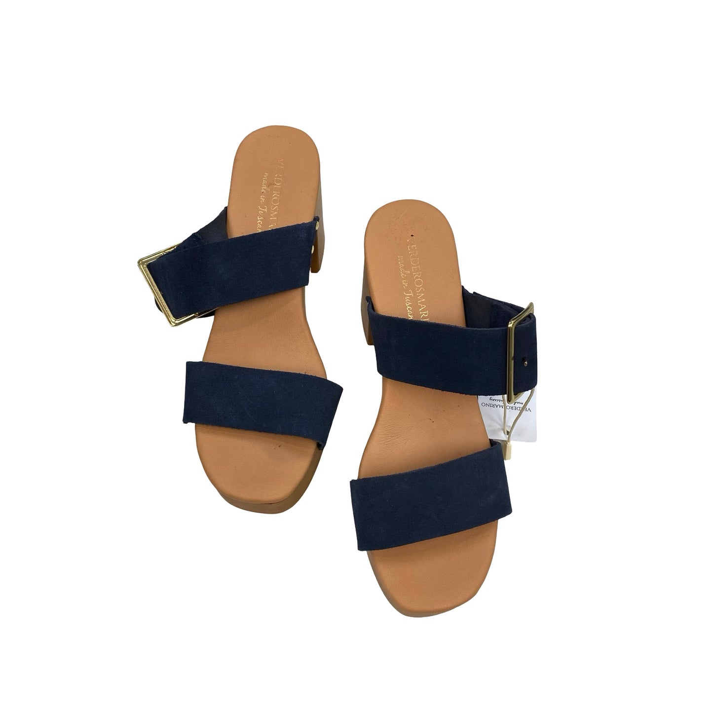 Sandals Heels Block By Verderosmarino In Navy, Size:9