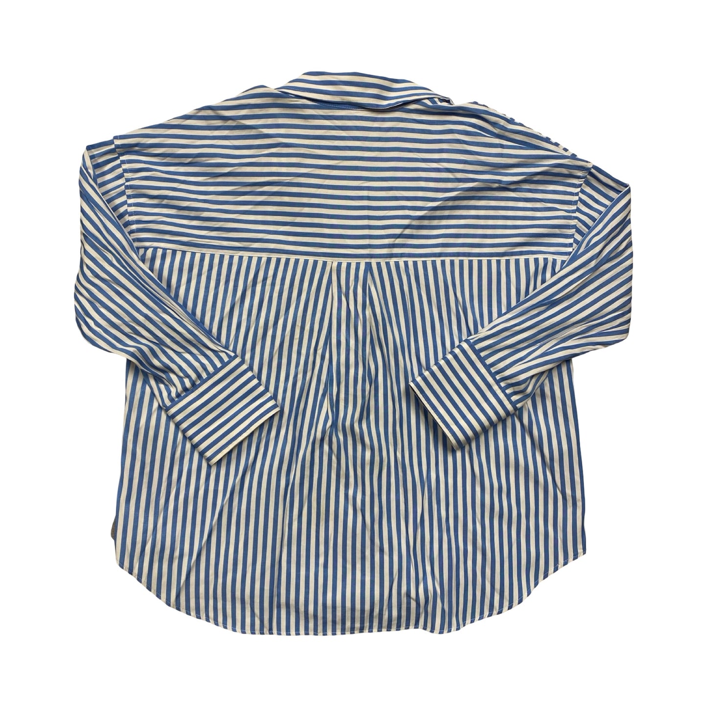 Top 3/4 Sleeve By Zara In Blue & White, Size:M