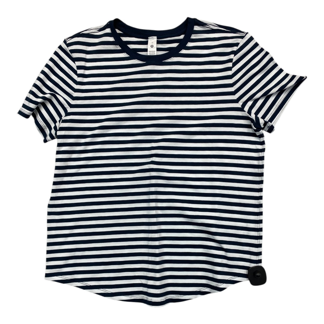 Athletic Top Ss By Lululemon In Striped Pattern, Size:10