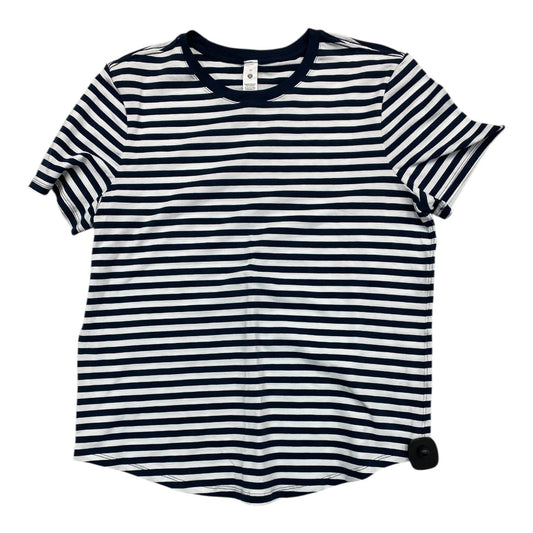 Athletic Top Ss By Lululemon In Striped Pattern, Size:10
