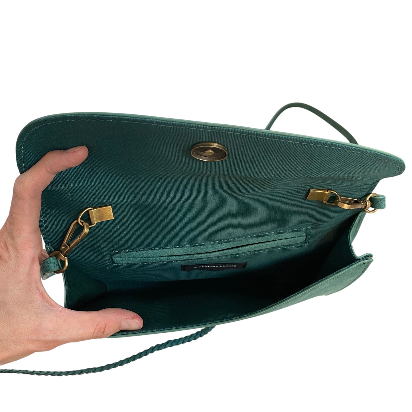 Handbag By Anthropologie In Green, Size:Small