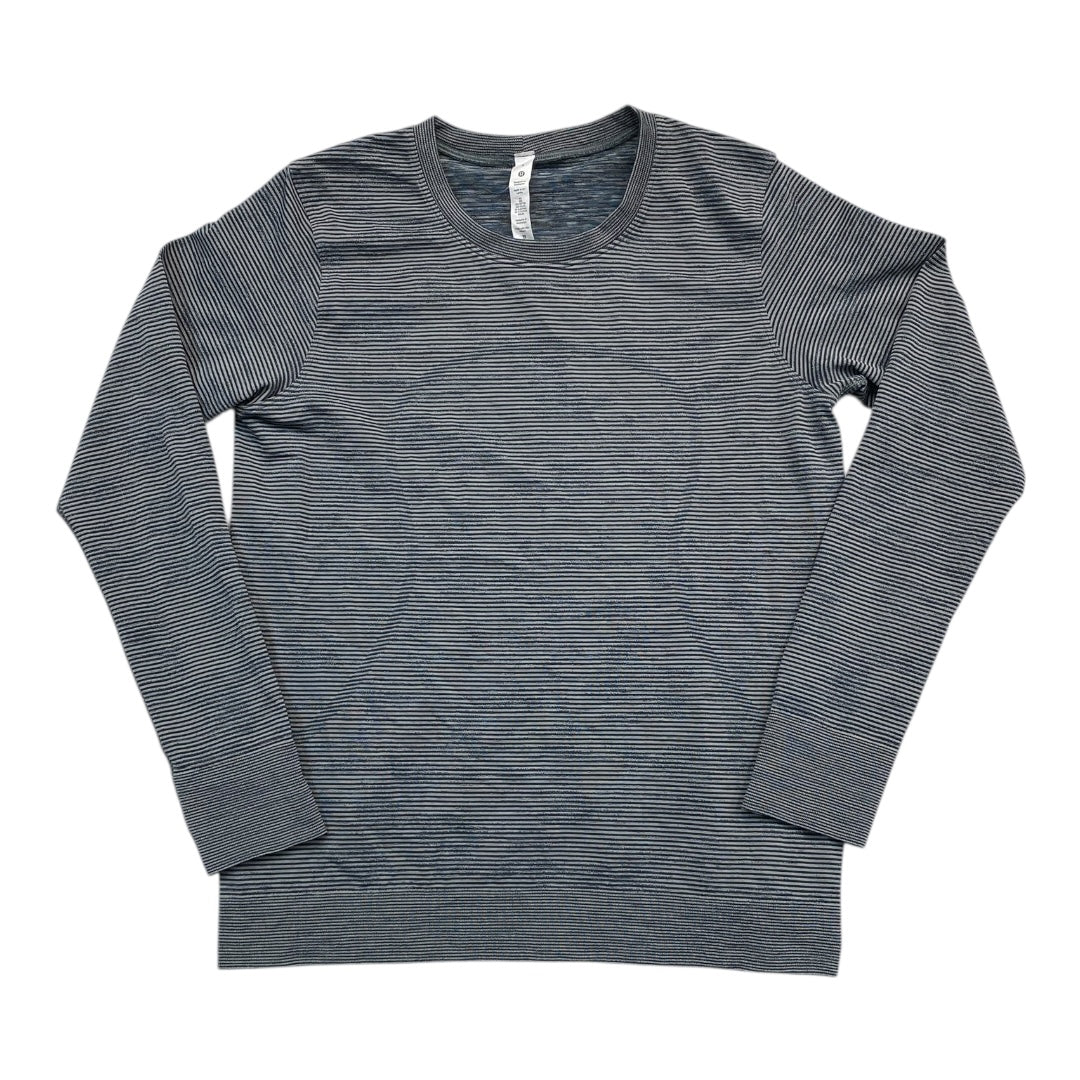 Athletic Top Ls Crewneck By Lululemon In Black & Grey, Size:8