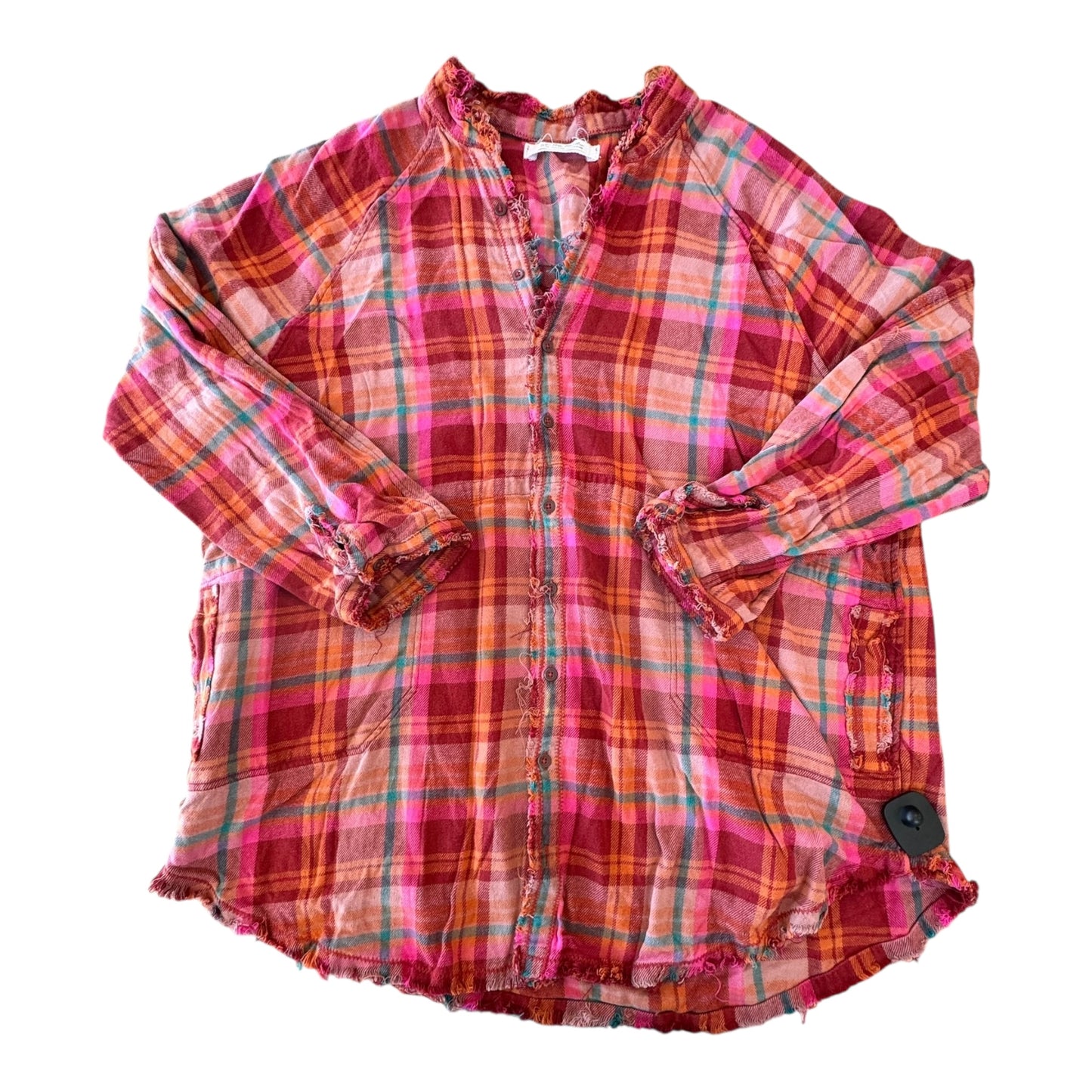 Top Ls By We The Free In Plaid Pattern, Size:L (Oversized)