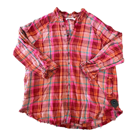 Top Ls By We The Free In Plaid Pattern, Size:L (Oversized)