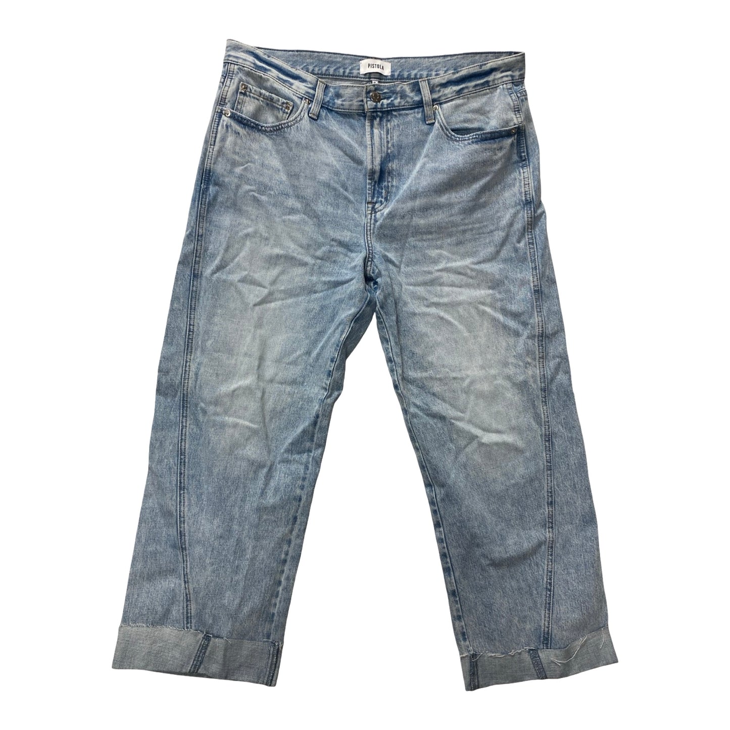 Jeans Cropped By Pistola In Blue Denim, Size:12