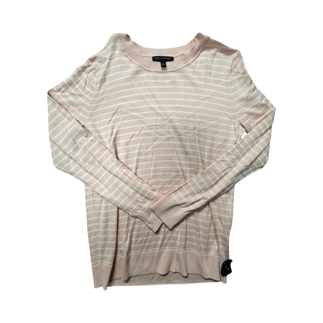 Sweater By Banana Republic In Pink & White Striped, Size:L