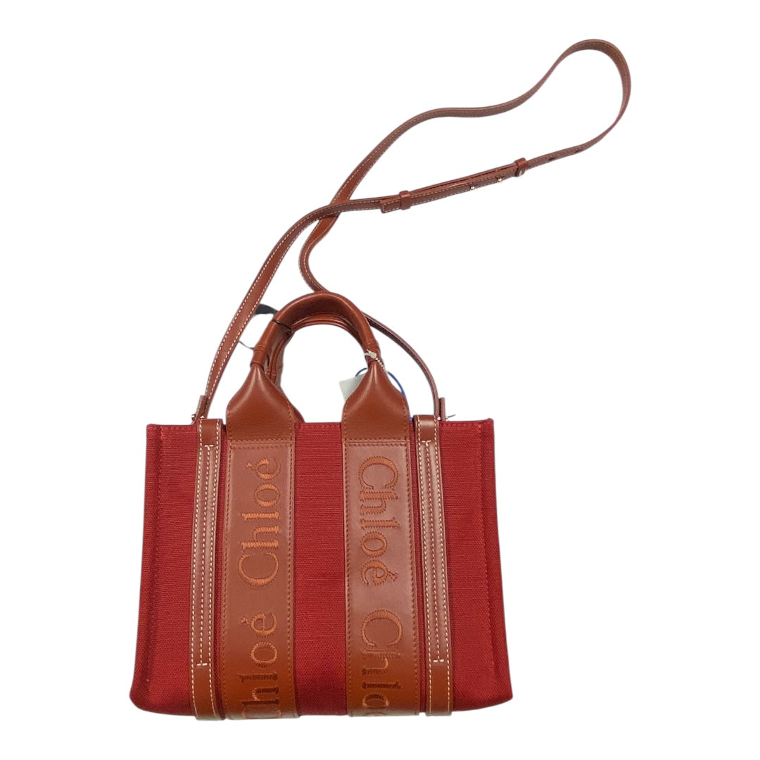 Handbag Luxury Designer By Chloe In Brown & Red, Size:Small