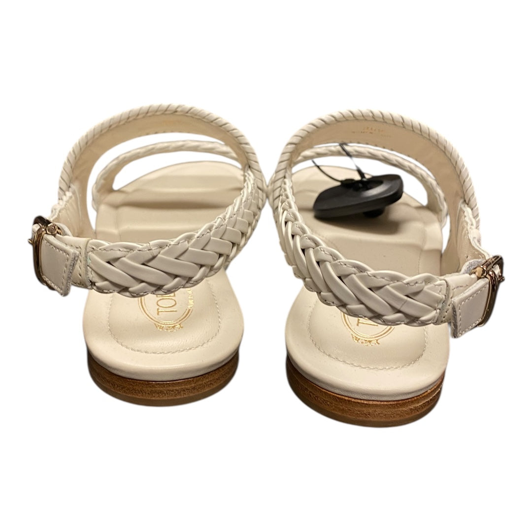 Sandals Luxury Designer By Tods In White, Size:6.5