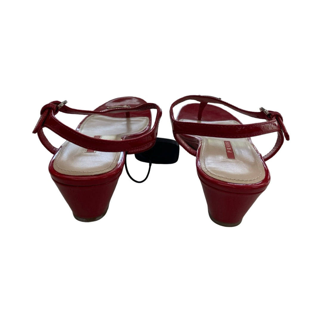 Sandals Luxury Designer By Prada In Red, Size:9