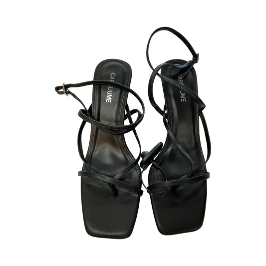 Sandals Heels Kitten By CARCUUME In Black, Size:8.5