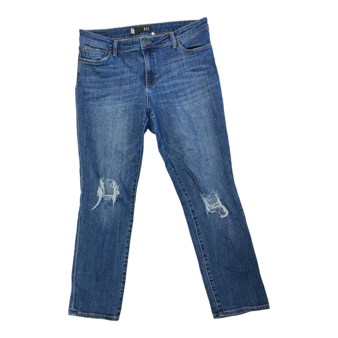 Jeans Flared By Kut In Blue Denim, Size:12