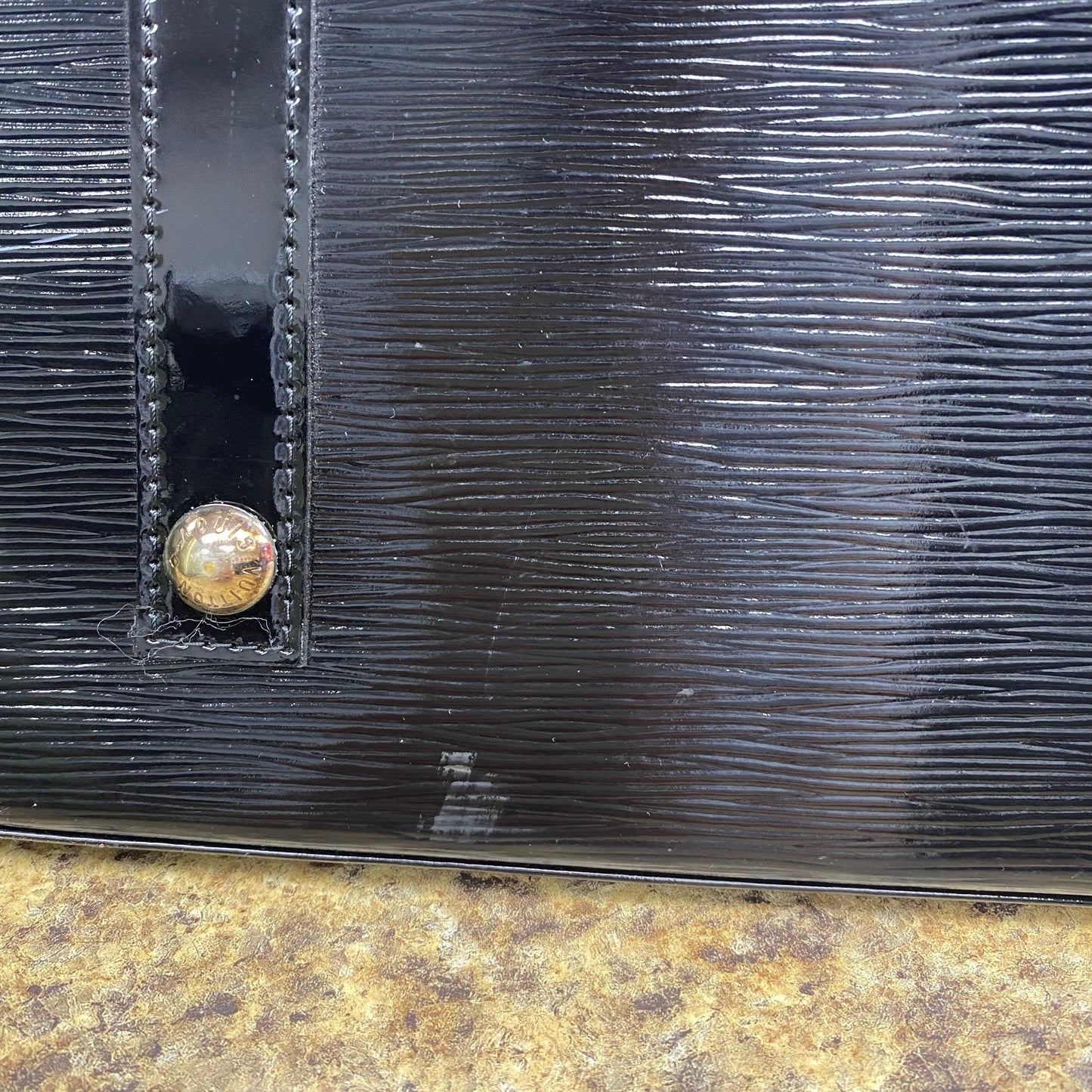 Handbag Luxury Designer By Louis Vuitton In Black Epi, Size:Large (GM)