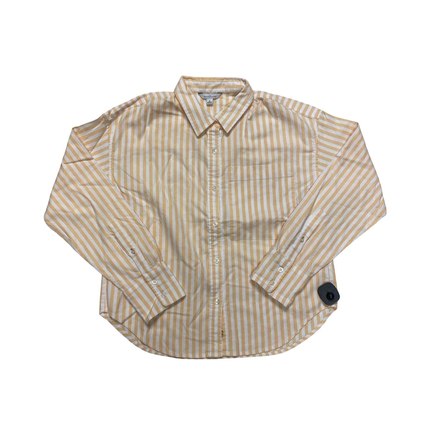 Blouse Ls By L.L. Bean In Orange & White, Size:M