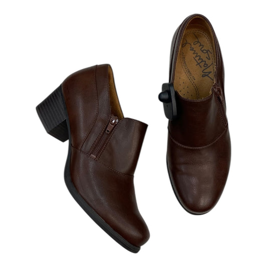 Boots Ankle Heels By Natural Soul In Brown, Size:8.5