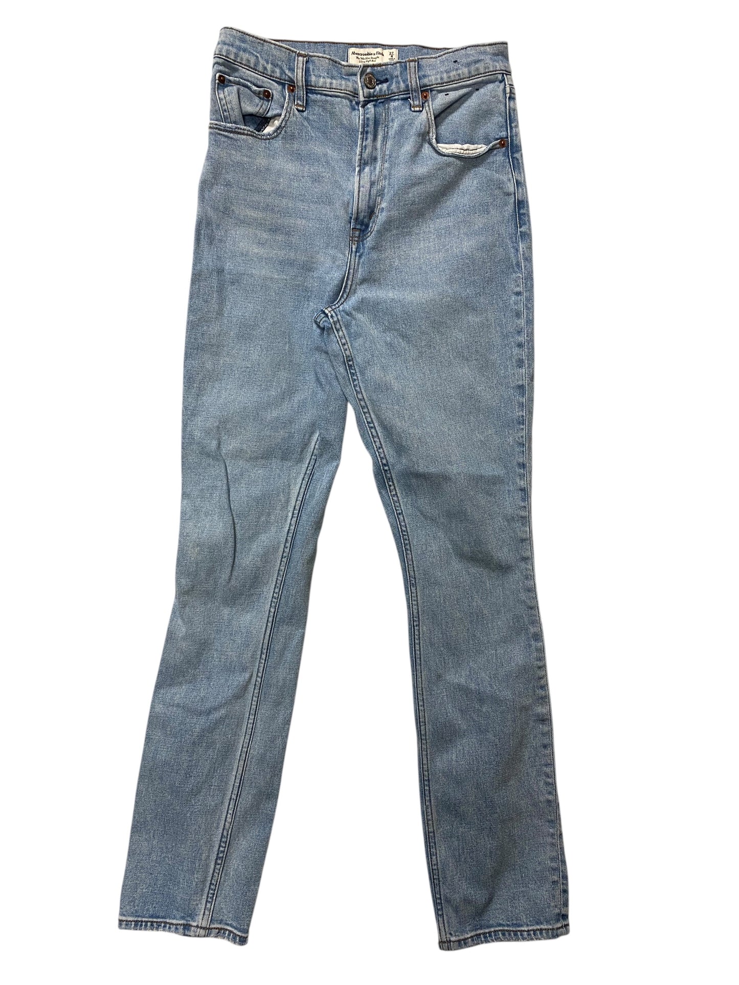 Jeans Straight By Abercrombie And Fitch In Blue Denim, Size:4