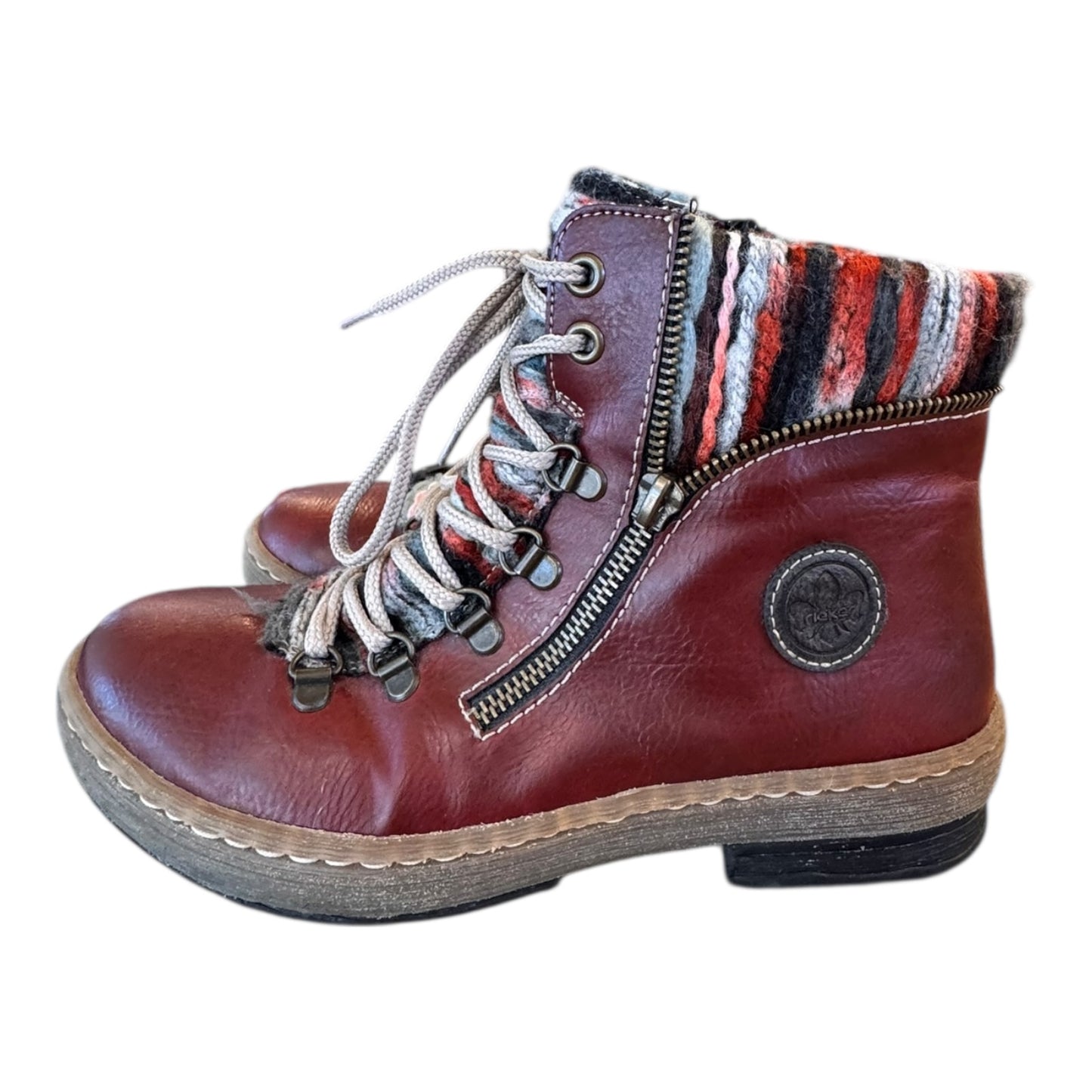 Boots Ankle Flats By Cmc In Red, Size:6.5