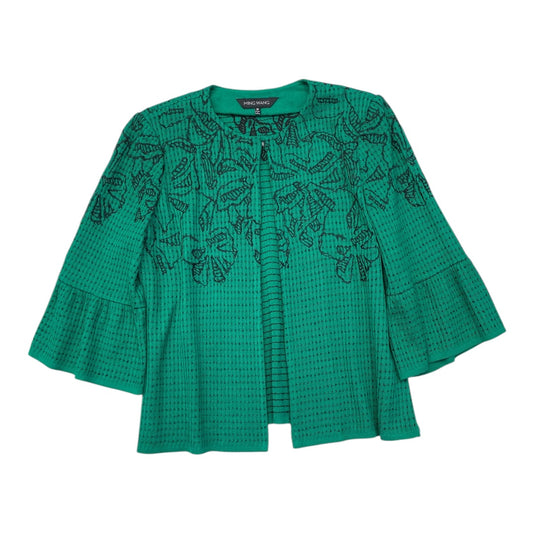 Sweater Cardigan By Ming Wang In Black & Green, Size:M
