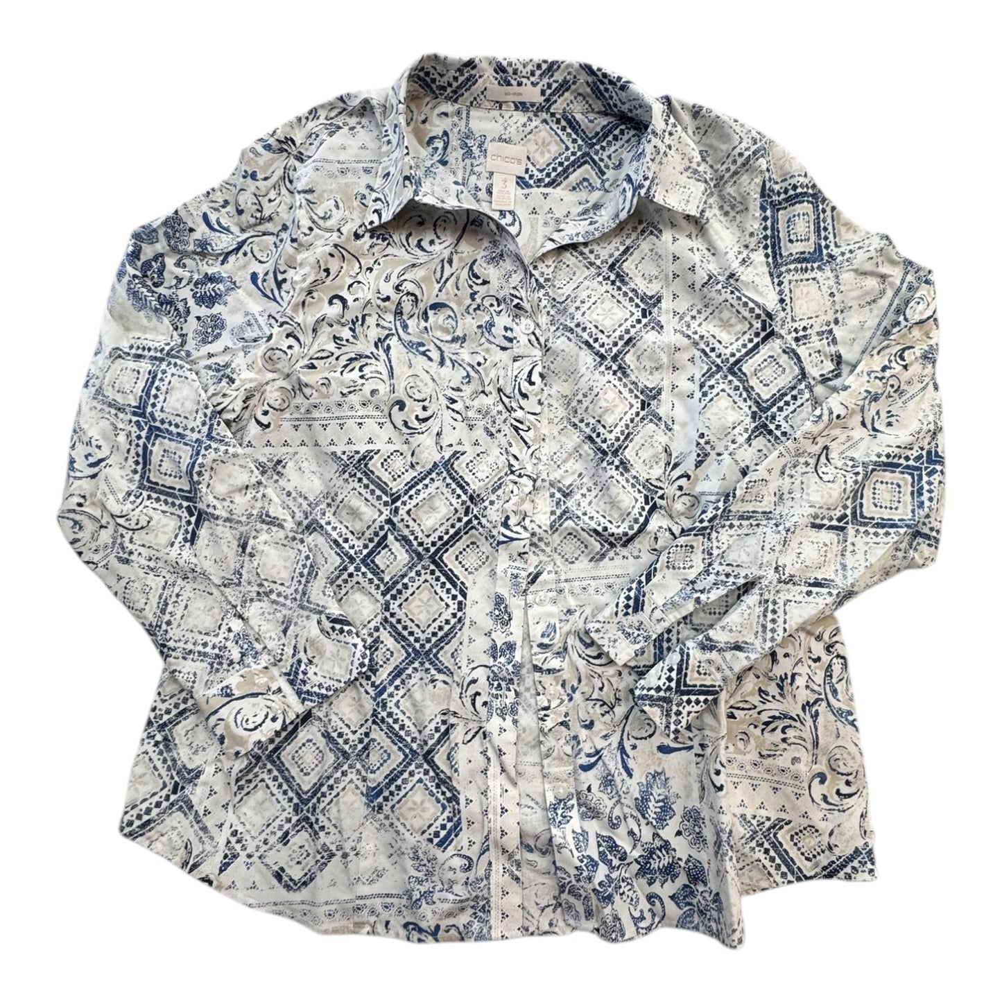 Top Ls By Chicos In Blue & White, Size:16